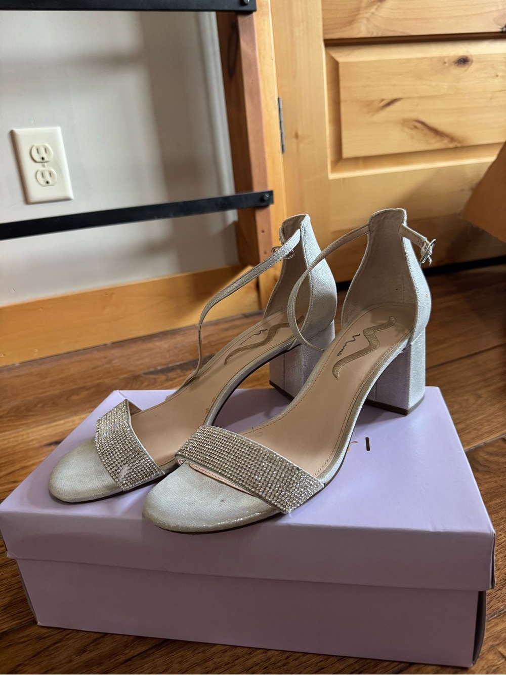 Madden Girl Silver Sparkle Block Heels